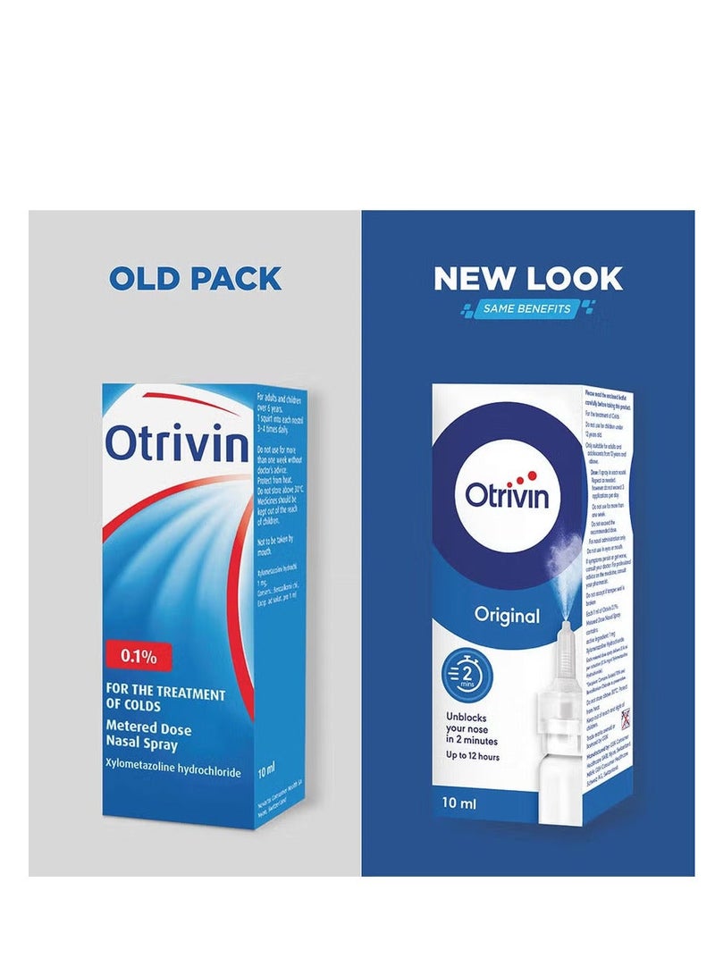 OTRIVIN Pack Of 2 Otrivin Original 0.1% Adult Nasal Spray For Blocked Nose 10ml - Image 4